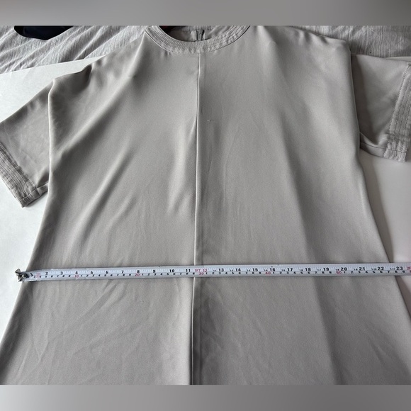 Oak + Fort belt wrap midi beige neutral round neck midi dress - Picture 6 of 12